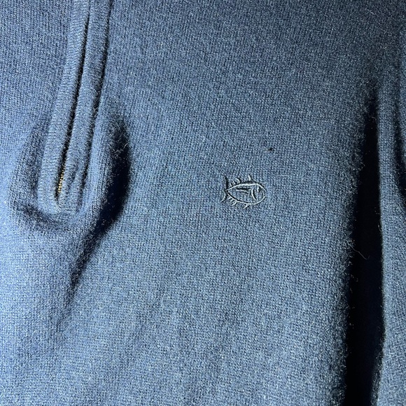 Southern Tide pullover Quarter Zip Navy Merino Wool men’s medium - Picture 6 of 7